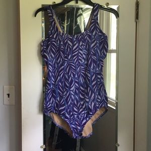 Size 12 D Lands End Blue and purple bathing suit
